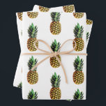 Tropical pineapple fruit photo pattern Christmas Wrapping Paper Sheet<br><div class="desc">Tropical pineapple fruit photo pattern Christmas Wrapping Paper Sheets. Fun gift wrap for the Holiday and more. Matte and glossy options. Cool prints for wrapping up presents and party favours. Set of three. White or custom background colour.</div>