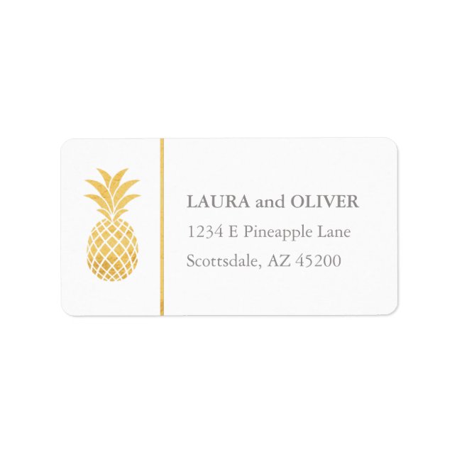 Tropical Pineapple Gold Address Labels (Front)