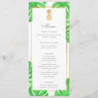 Tropical Pineapple Gold & Green Wedding Menu