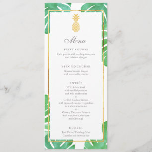 Tropical Pineapple Gold & Green Wedding Menu