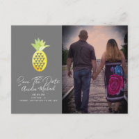 Tropical Pineapple Grey Save the Date Photo