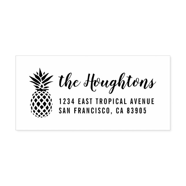 Tropical Pineapple Hand-written Return Address Rubber Stamp (Imprint)