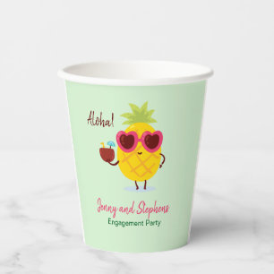 Tropical Pineapple Hawaii Luau Paper Cups