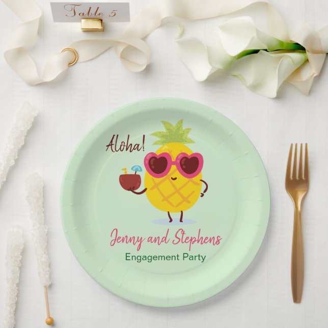Tropical Pineapple Hawaii Luau Paper Plate (Wedding)