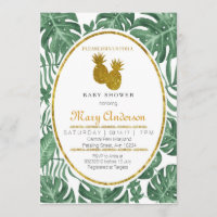 Tropical Pineapple Hawaiian Baby Shower Invitation