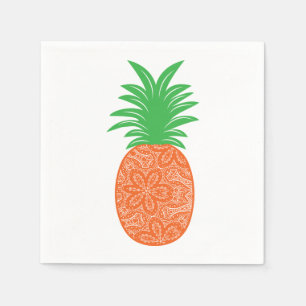 Tropical Pineapple Hawaiian Orange Green Wedding Napkin