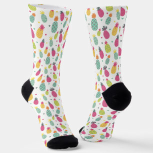 Tropical Pineapple & Heart Pattern Socks