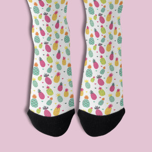 Tropical Pineapple & Heart Pattern Socks