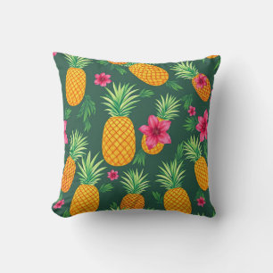 Tropical Pineapple Hibiscus Pattern Cushion