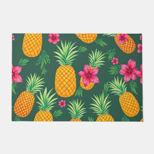 Tropical Pineapple Hibiscus Pattern Doormat