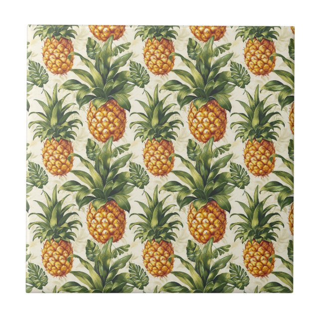 Tropical Pineapple Home Decor Tile (Front)
