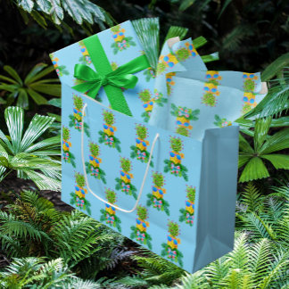Tropical Pineapple Lady Christmas Holiday Large Gift Bag