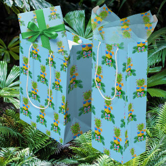 Tropical Pineapple Lady Christmas Holiday  Wine Gift Bag