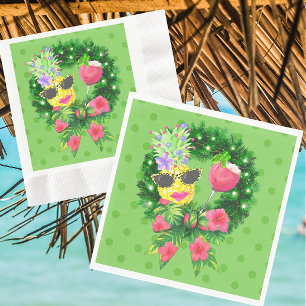 Tropical Pineapple Lady Cocktail Christmas Napkin