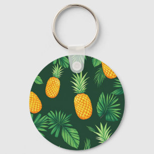 Tropical Pineapple Leaves Pattern Key Ring