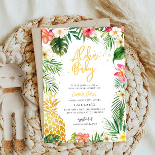 Tropical Pineapple Luau Baby Shower Invitation