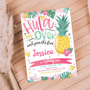 Tropical Pineapple Luau Birthday Party Invitation