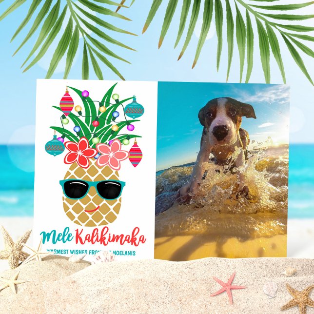 Tropical Pineapple Mele Kalikimaka Photo Holiday Card (Creator Uploaded)