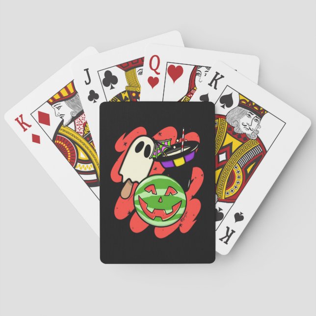 Tropical Pineapple Monster Halloween Classic Playing Cards (Back)