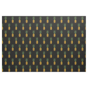 Tropical Pineapple Pattern Black Fabric
