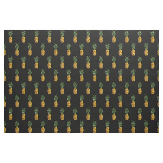 Tropical Pineapple Pattern Black Fabric (Yard)