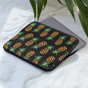 Tropical Pineapple Pattern Black Laptop Sleeve