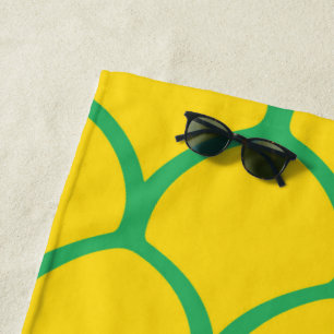 Tropical Pineapple Pattern in Green and Yellow Beach Towel