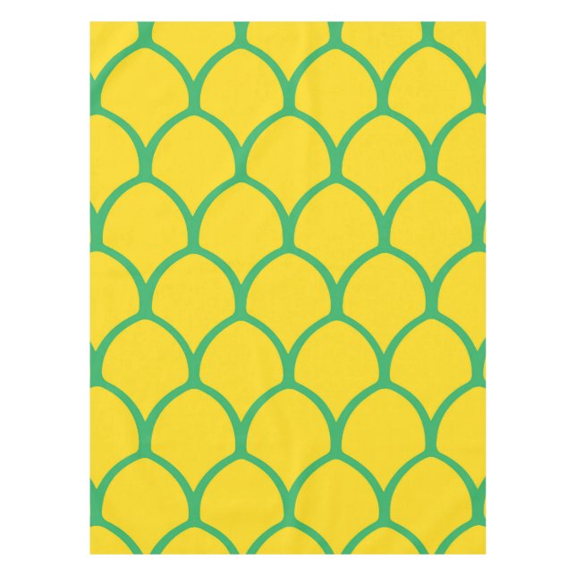 Tropical Pineapple Pattern in Green and Yellow Tablecloth (Front)