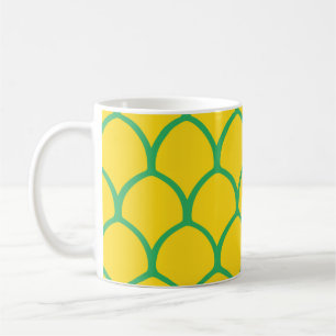 Tropical Pineapple Pattern in Pink and Yellow Coffee Mug