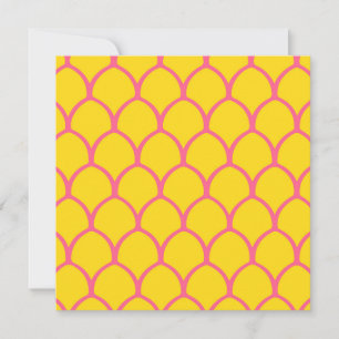 Tropical Pineapple Pattern in Pink and Yellow Invitation
