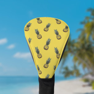 Tropical Pineapple Pattern Monogram Yellow Driver Golf Head Cover