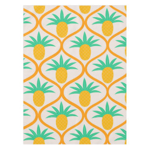 Tropical Pineapple Pattern on Orange Ogee Tablecloth