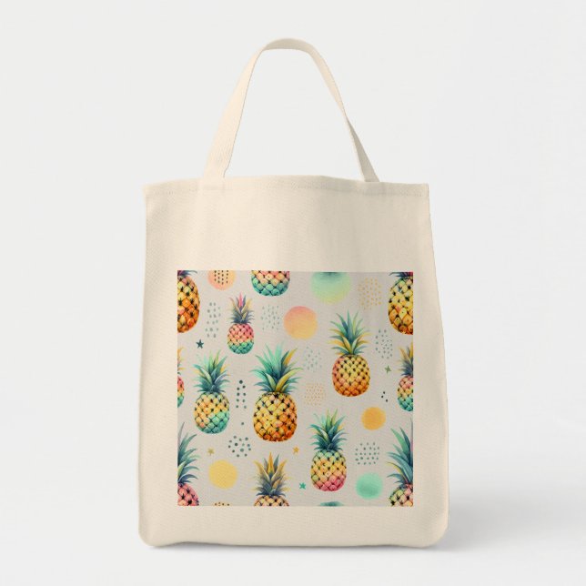 Tropical Pineapple Pattern Tote Bag (Front)