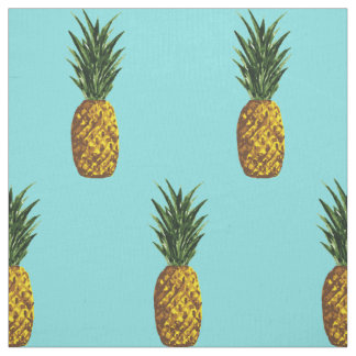 Tropical Pineapple Pattern Turquoise Fabric