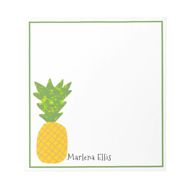 Tropical Pineapple Personalised Notepad (Front)