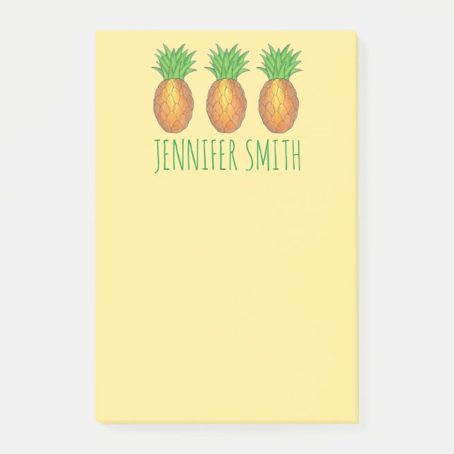 Tropical Pineapple Pineapples Personalised Post It Post-it Notes (Front)