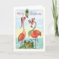 Tropical Pineapple Pink Flamingo Christmas
