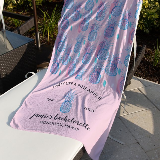 Tropical Pineapple Print Bachelorette Weekend Beach Towel (Creator Uploaded)