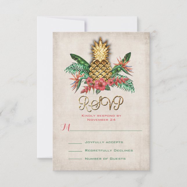Tropical Pineapple RSVP cards (Front)