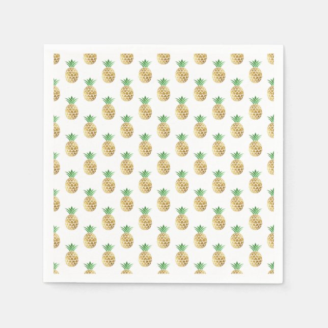 Tropical Pineapple Summer Birthday Party Napkin (Front)