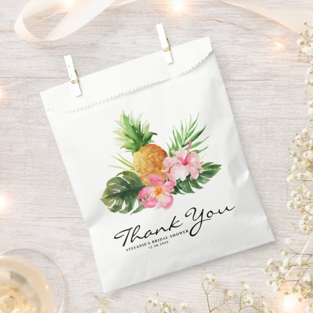 Tropical Pineapple Summer Bridal Shower Thank You Favour Bags (Clipped)