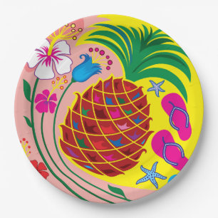Tropical Pineapple Summer Paper Plate