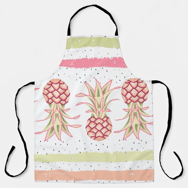 Tropical Pineapple Summer Seamless Print Apron (Front)