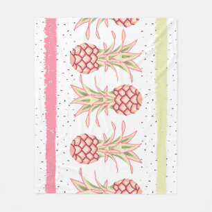Tropical Pineapple Summer Seamless Print Fleece Blanket