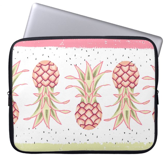 Tropical Pineapple Summer Seamless Print Laptop Sleeve (Front)