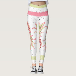 Tropical Pineapple Summer Seamless Print Leggings