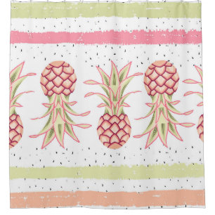 Tropical Pineapple Summer Seamless Print Shower Curtain