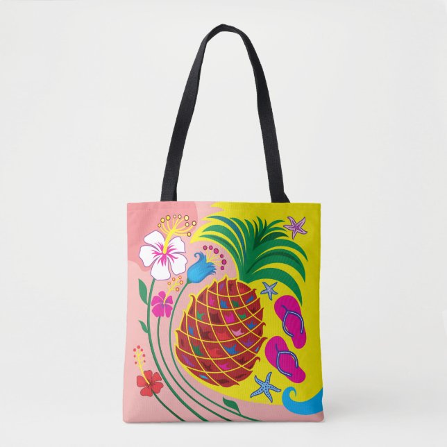 Tropical Pineapple Summer Tote Bag (Front)