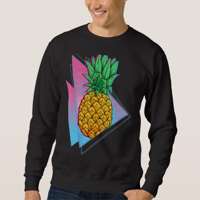 Tropical Pineapple Summer Vibes Synthwave 90s Vapo Sweatshirt (Front)