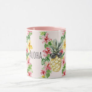 Tropical Pineapple Sunglasses Flowers Mug